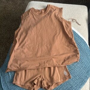 Free People Hot Short short set Rust Brown Bike Shorts and Sleeveless Top Set